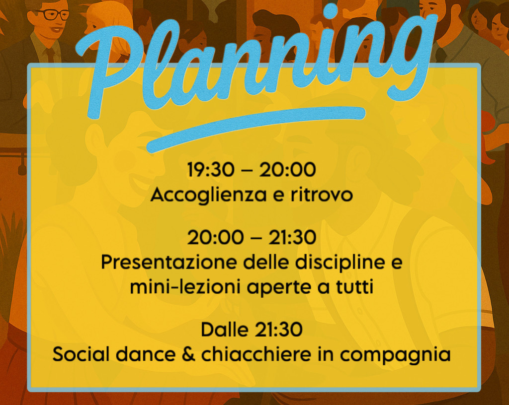 Locandina evento swing gratuito 19 settembre 2025 a Spazio Epoca con il planning